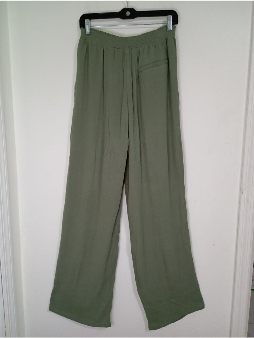 Mable Sage Green Wide-Leg High Waist Palazzo Pants Size L Summer Beach - Picture 13 of 13